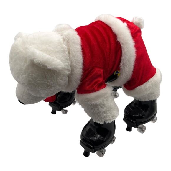 Build A Bear 2013 Plush White 12" Polar Bear W Santa Outfit, Bag, Roller Skate - Picture 3 of 8